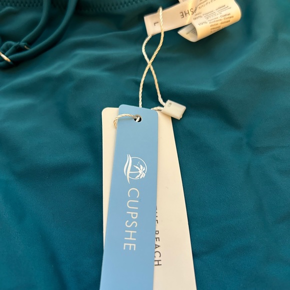 Cupshe Teal One-Piece Swimsuit With Bonus Coverup. Size Large. NWT - Picture 7 of 8